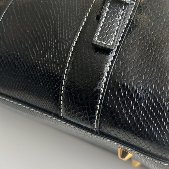 La Gioe Di Toscana Shoulder Handbag Black Gold Snake Embossed Leather - Picture 16 of 16